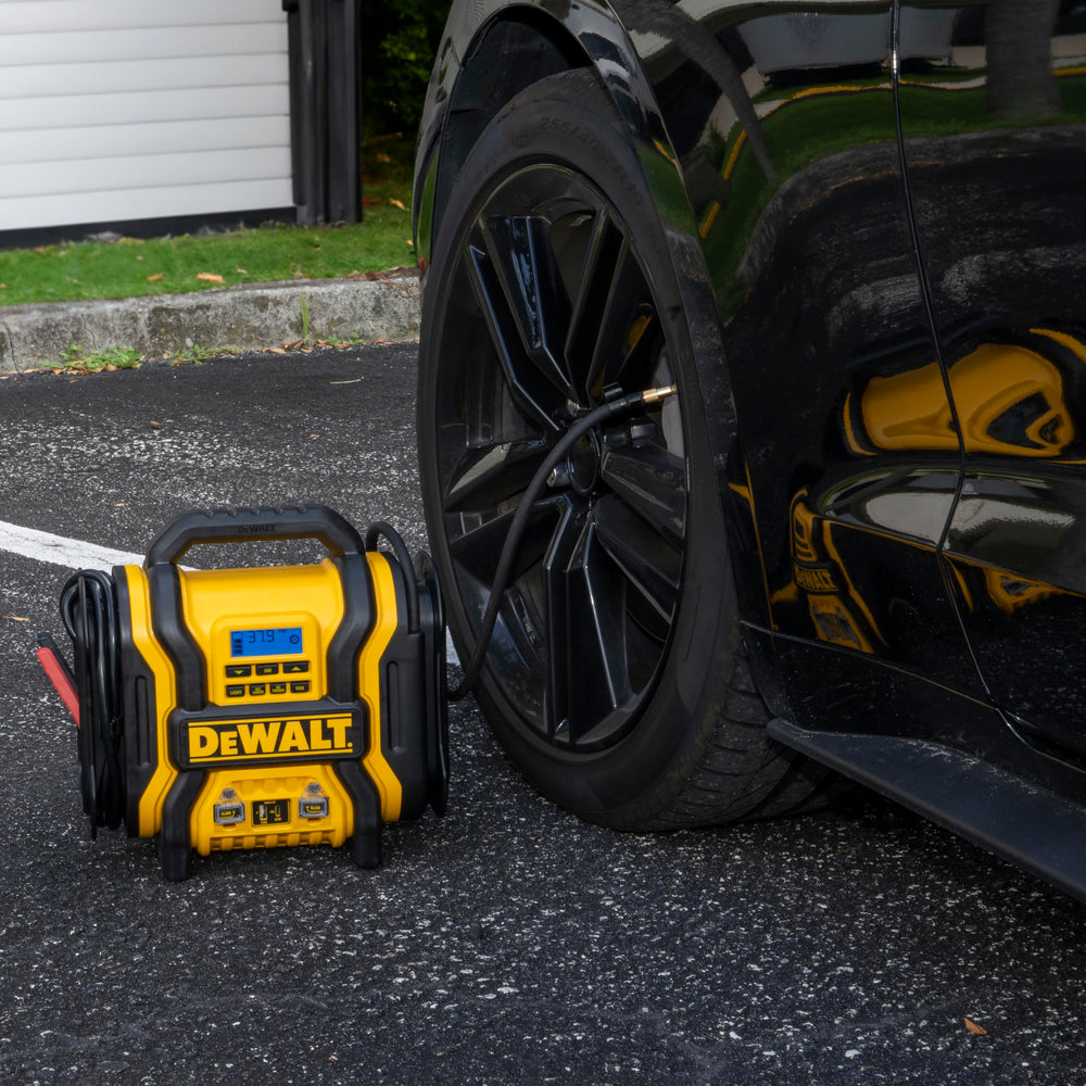 DEWALT DXAEPS14 integrated LED light illuminating roadside tasks for improved visibility