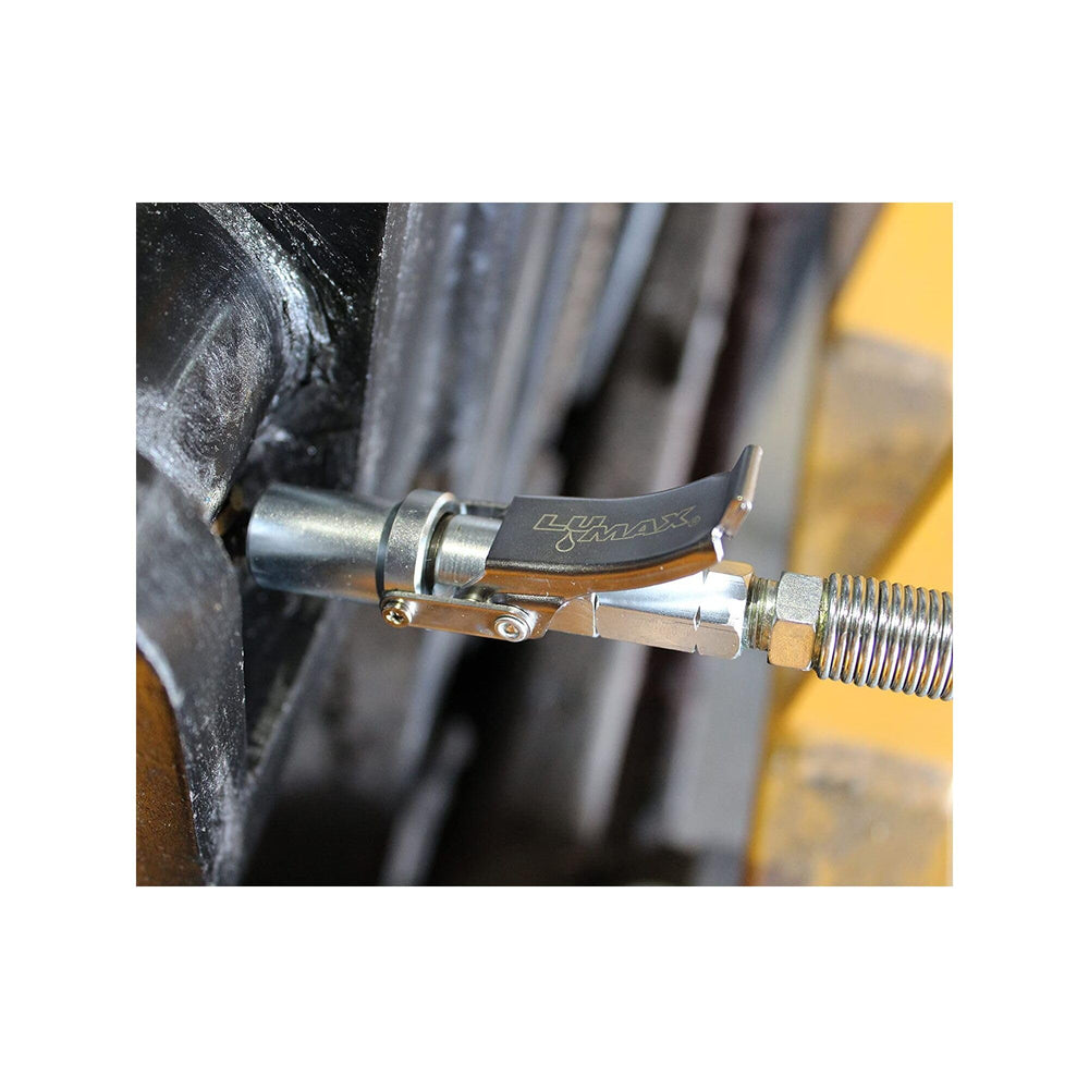 DEWALT grease gun held in hand to show size and ergonomic balance benefit