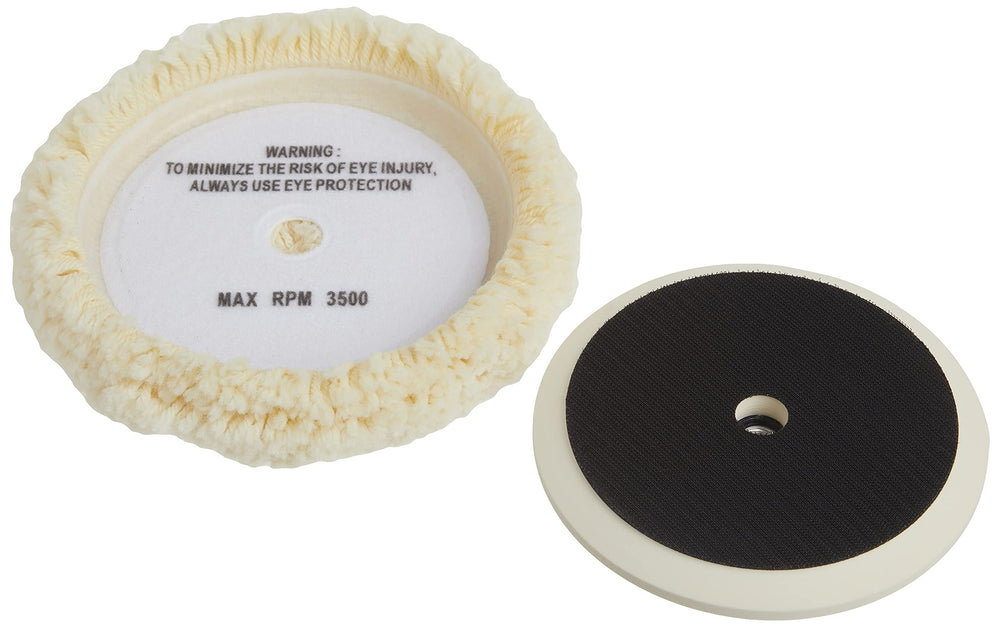 DEWALT wool pad attached to polisher demonstrating efficient material removal