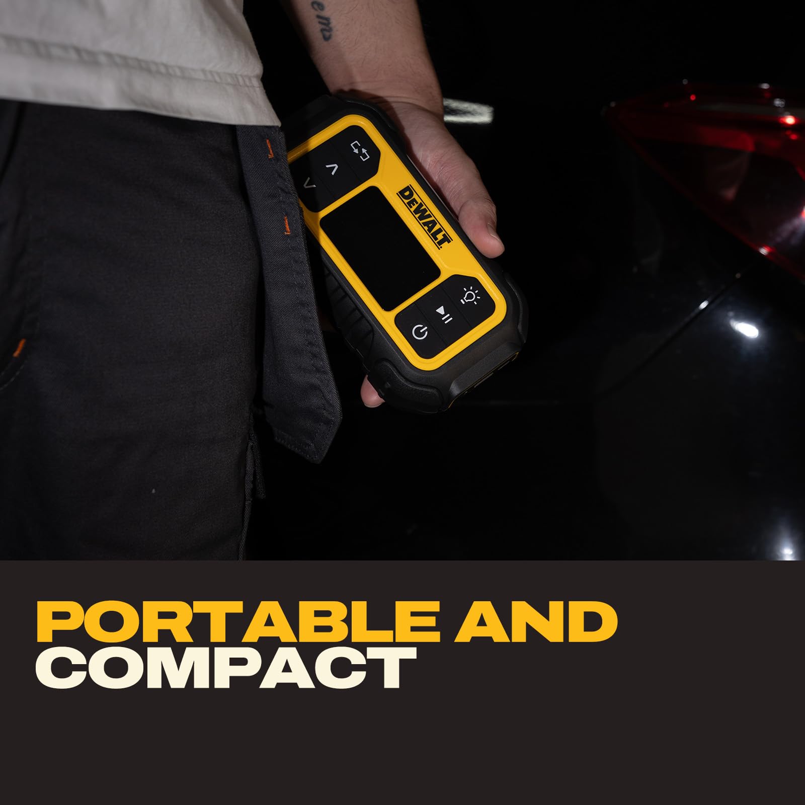 DEWALT storage bag with included accessories organized for travel convenience
