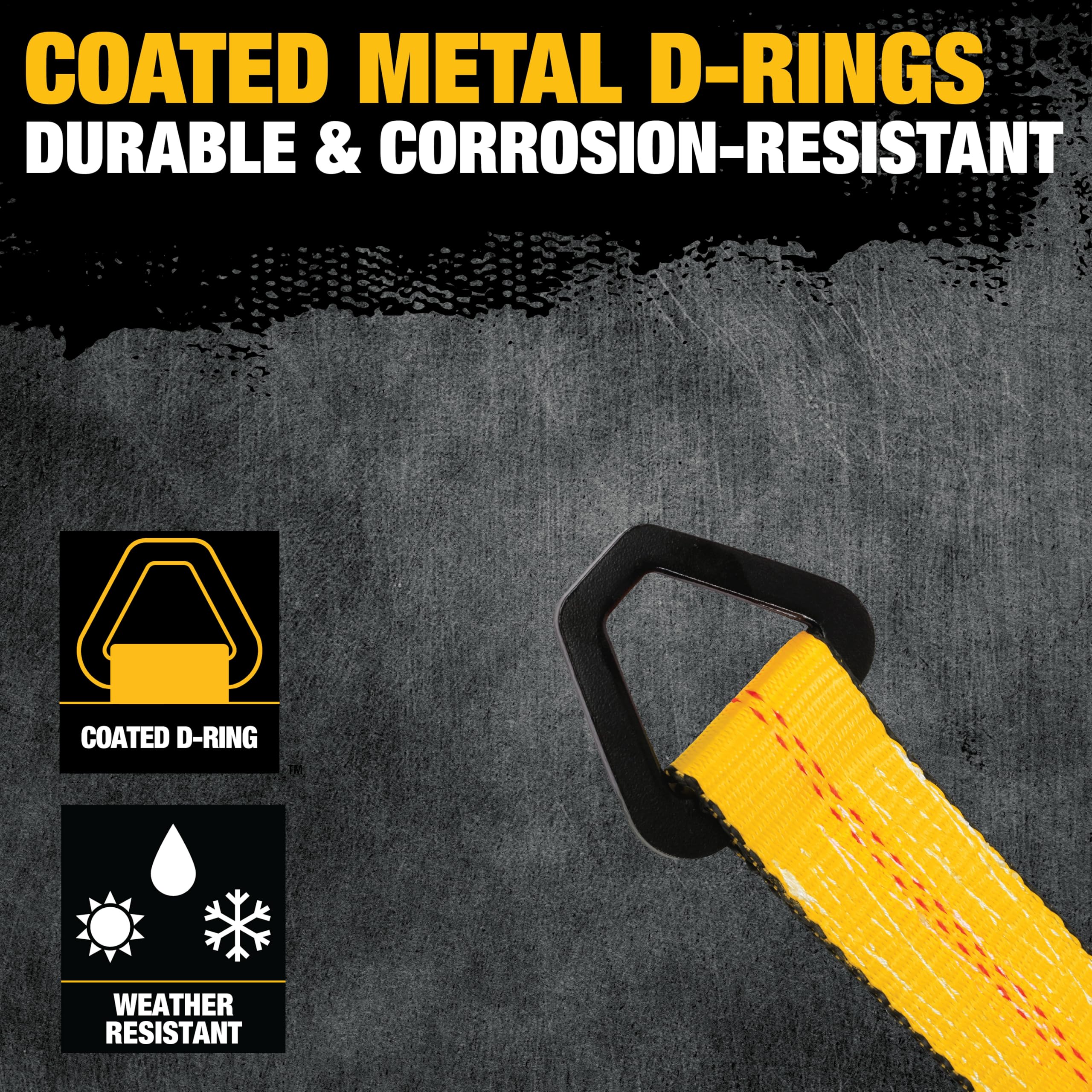DEWALT straps neatly packed in provided bag, organized transport and quick access benefit