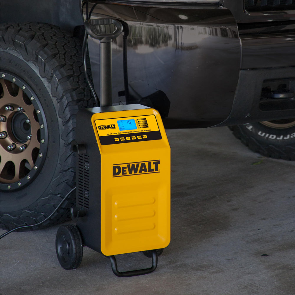 DeWalt telescoping handle and wheels for easy movement and transport