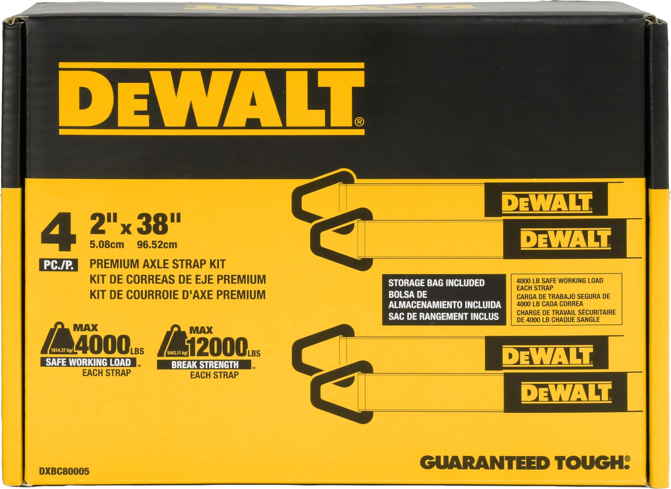 DEWALT straps outdoors in wet conditions, coated hardware resists corrosion and sticking