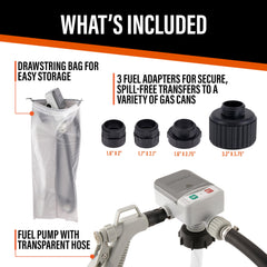 DEWAY three adapters displayed showing wide gas-can compatibility