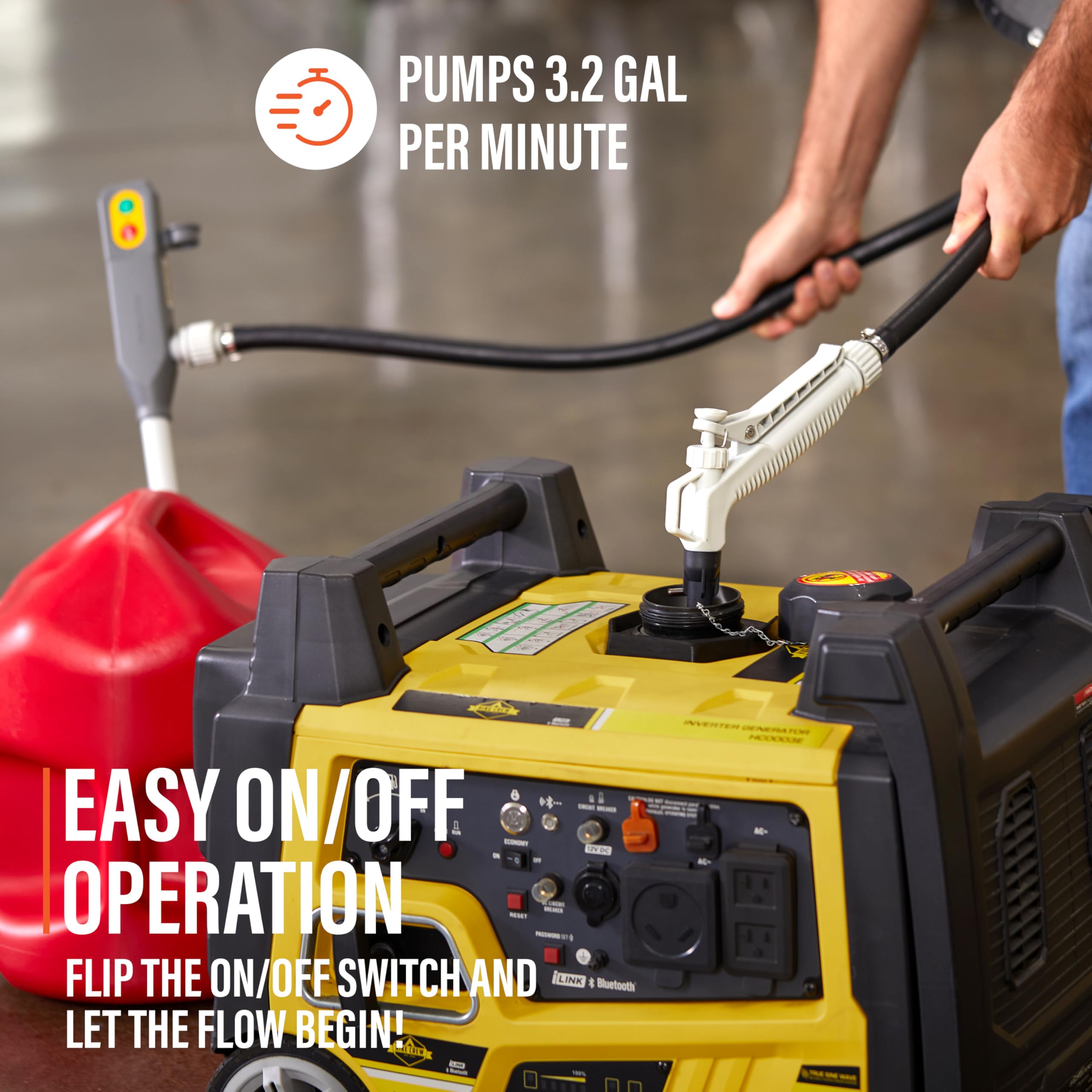 DEWAY pump with open battery compartment showing 4-AA power convenience