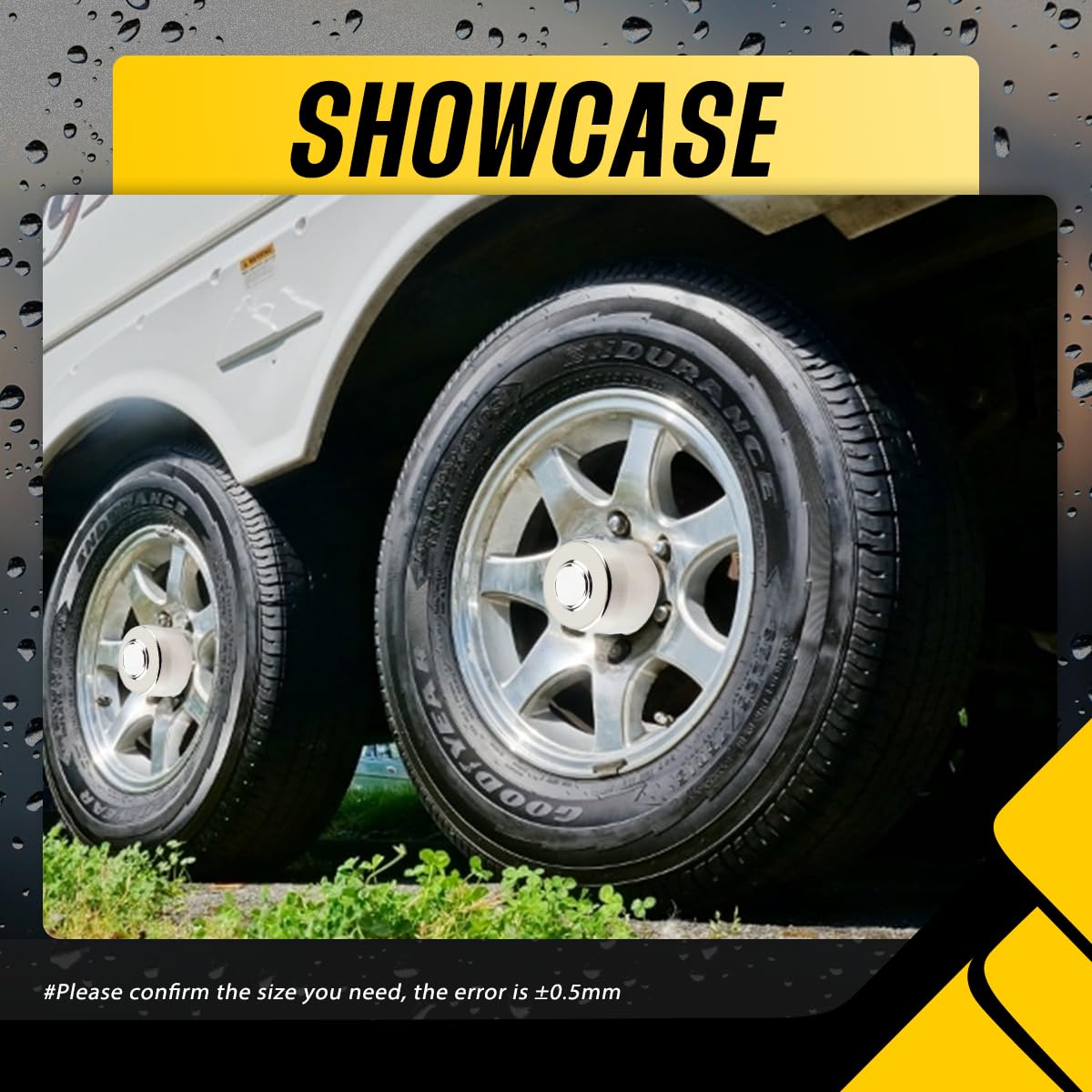 DewFlew installed on trailer wheel showing finished appearance and protection benefit