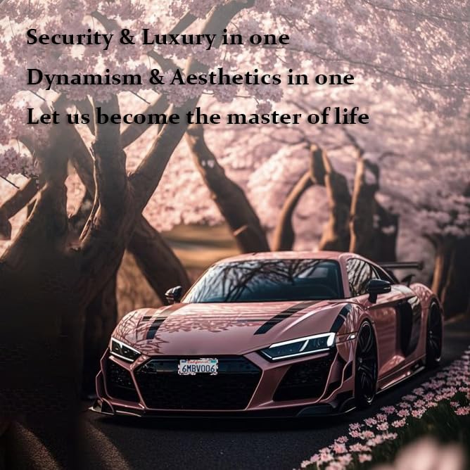 DGDRHZ lifestyle shot by a park showing floral frame enhancing vehicle curb appeal