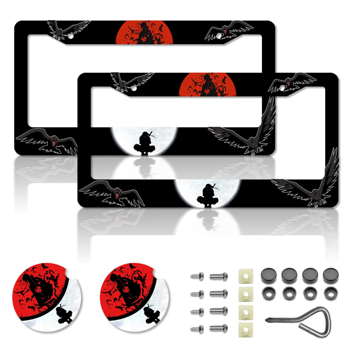 DGDRHZ front view of anime license plate frame showing design and fit benefit