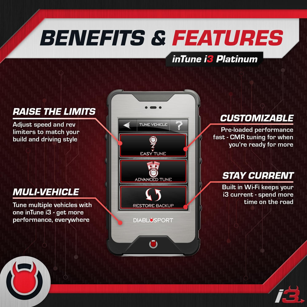 DIABLOSPORT inTune i3 plugged into OBD-II port for quick plug-and-play tuning