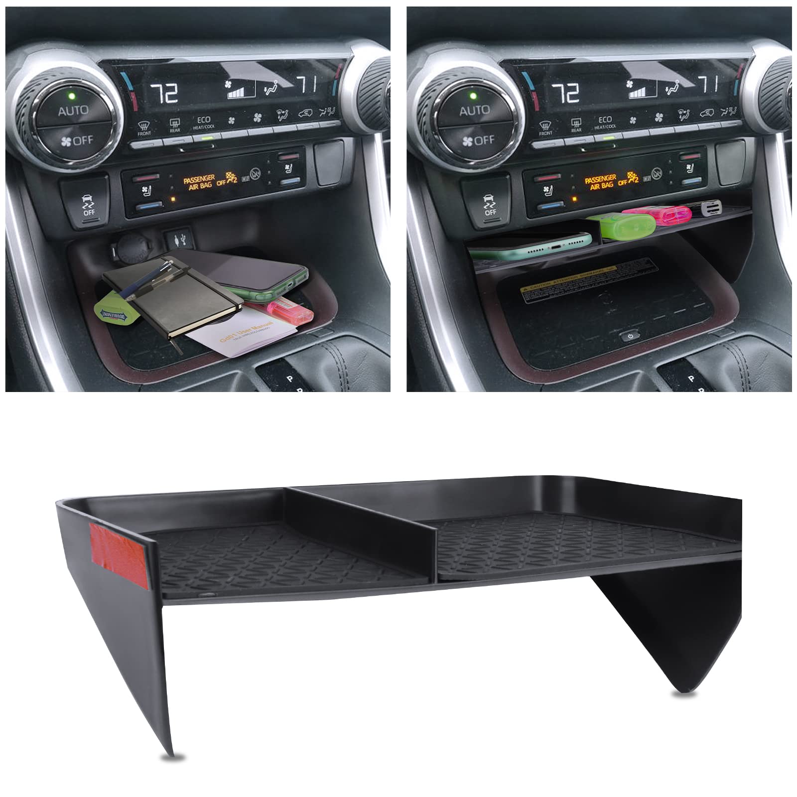 DIAMOOKY installed in RAV4 showing tidy center console while driving
