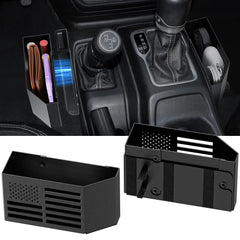 DIAMOOKY front view installed in Jeep center console, tidy storage benefit