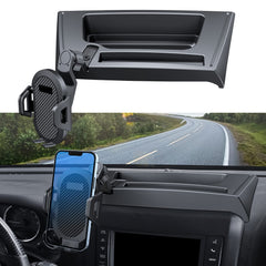 DIAMOOKY front view mounted on Wrangler dash showing secure fit and organization