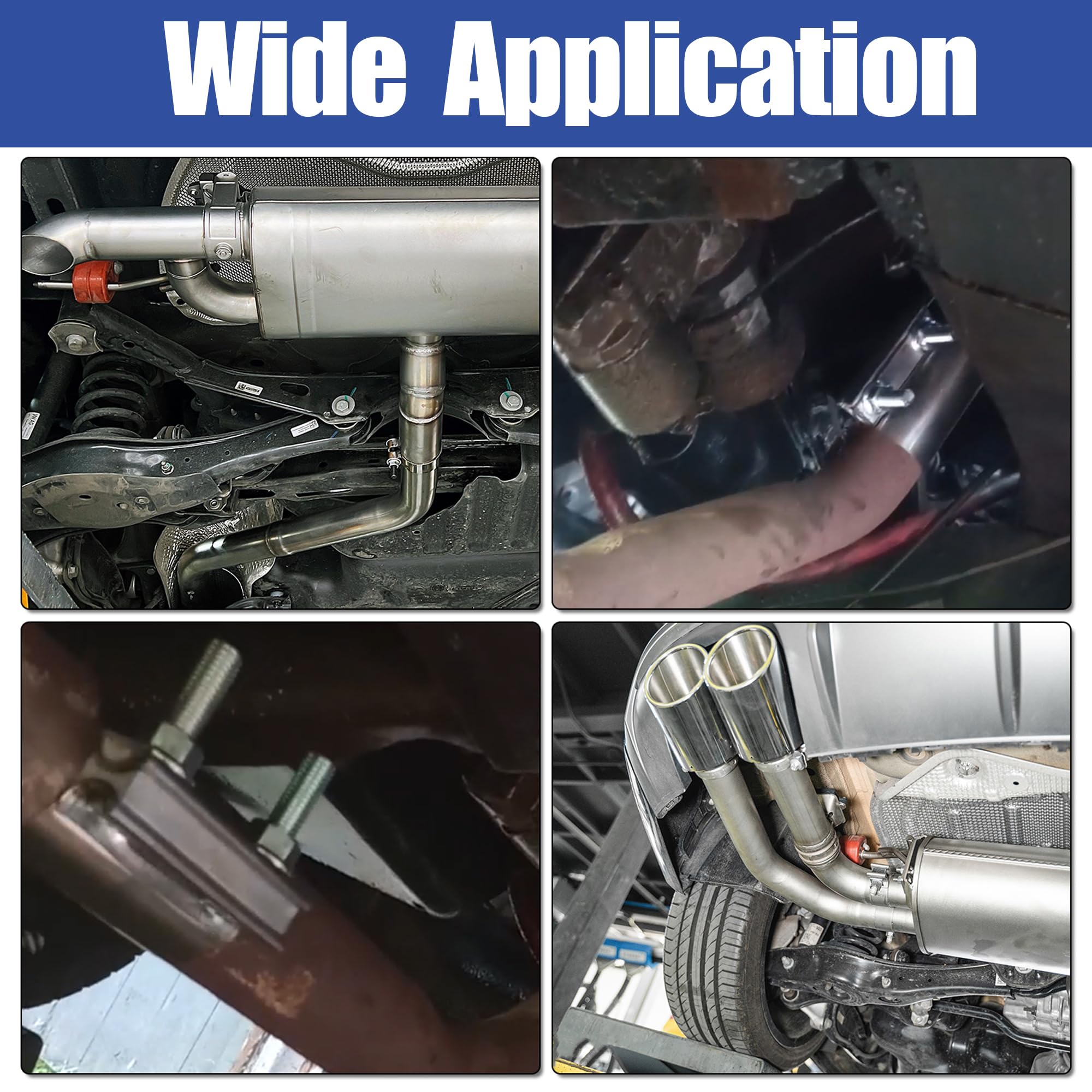 Dianrui clamp in a vehicle muffler repair setting, quick field installation benefit