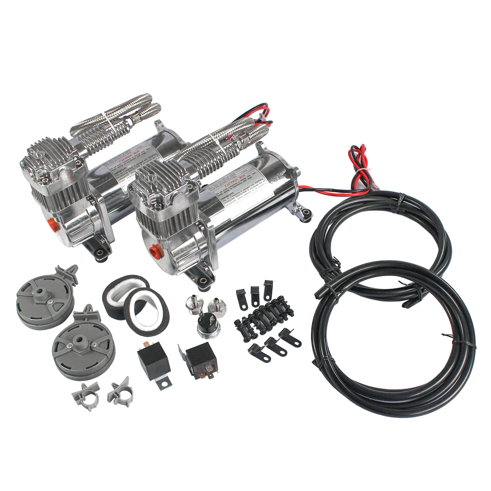 DICMIC front view of chrome 12V 444C compressor showing compact design and fast-fill benefit