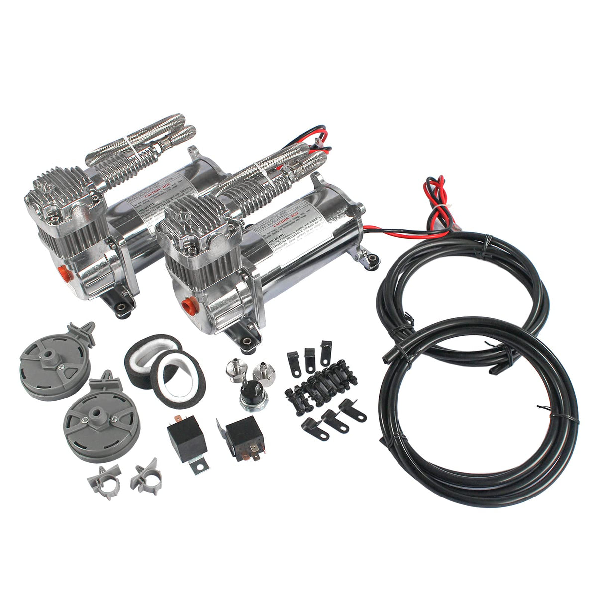 DICMIC front view of chrome 12V 444C compressor showing compact design and fast-fill benefit