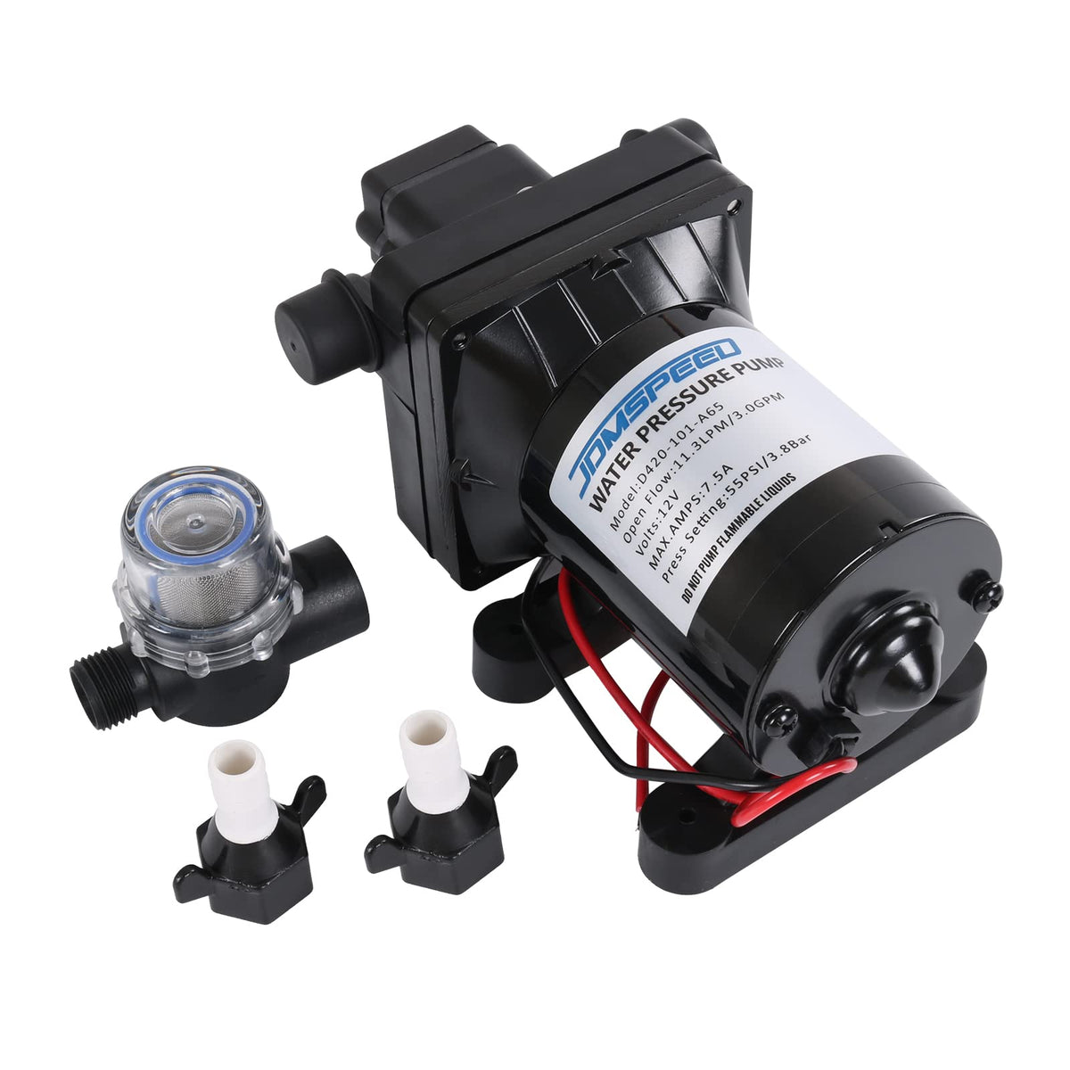 DICMIC pump front view showing compact housing and mounting points for easy installation