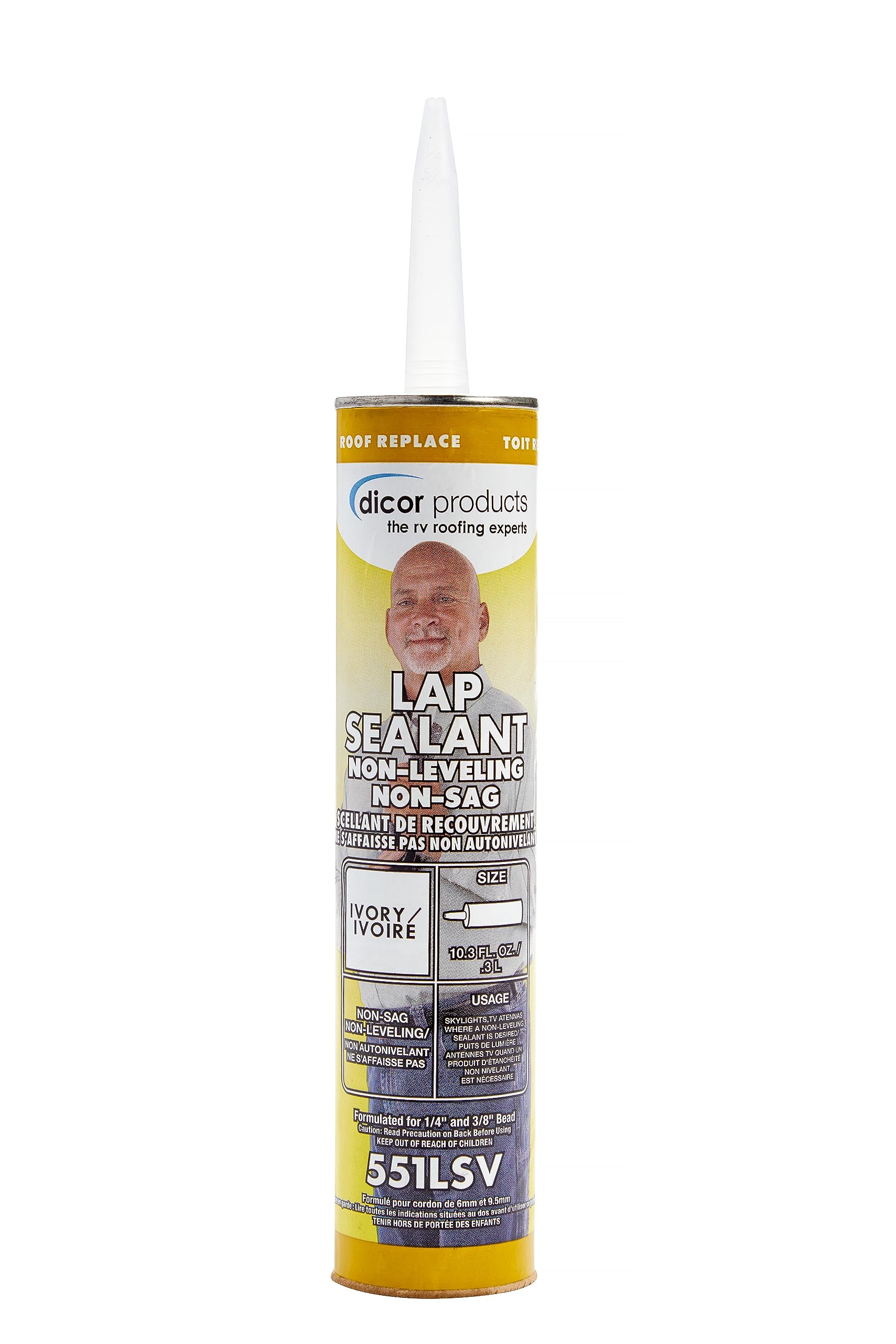 Dicor 551LSV-1 front label showing product and ivory color for easy identification