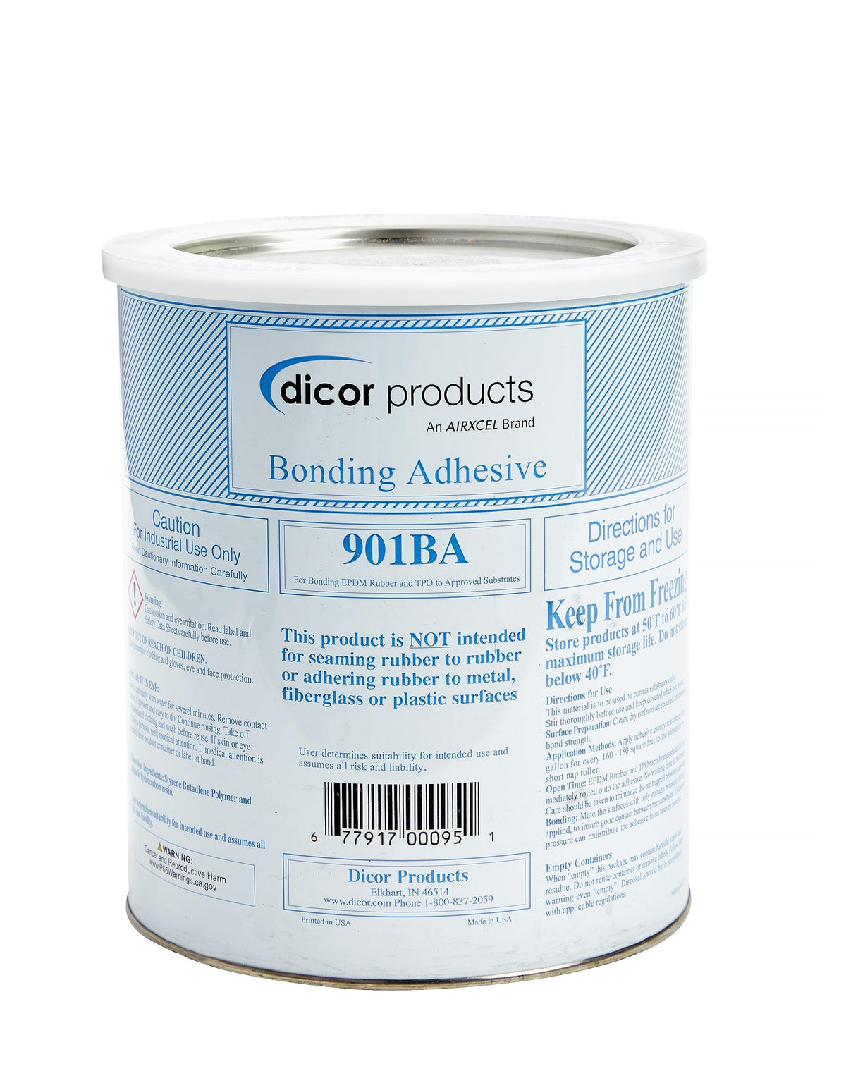 Dicor 901BA-1 front label showing product and coverage benefits
