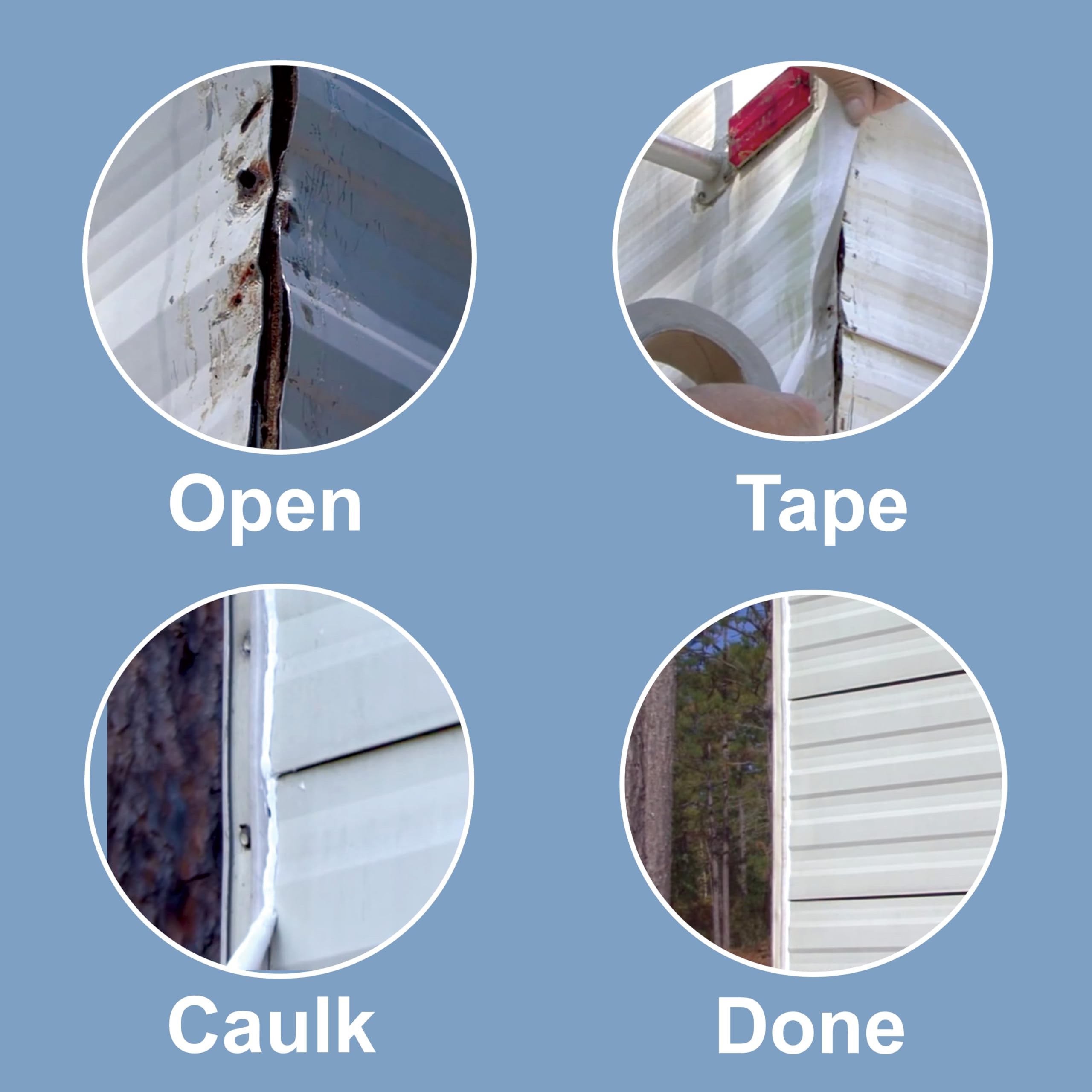 Dicor tape being applied to RV roof, fast leak stop benefit