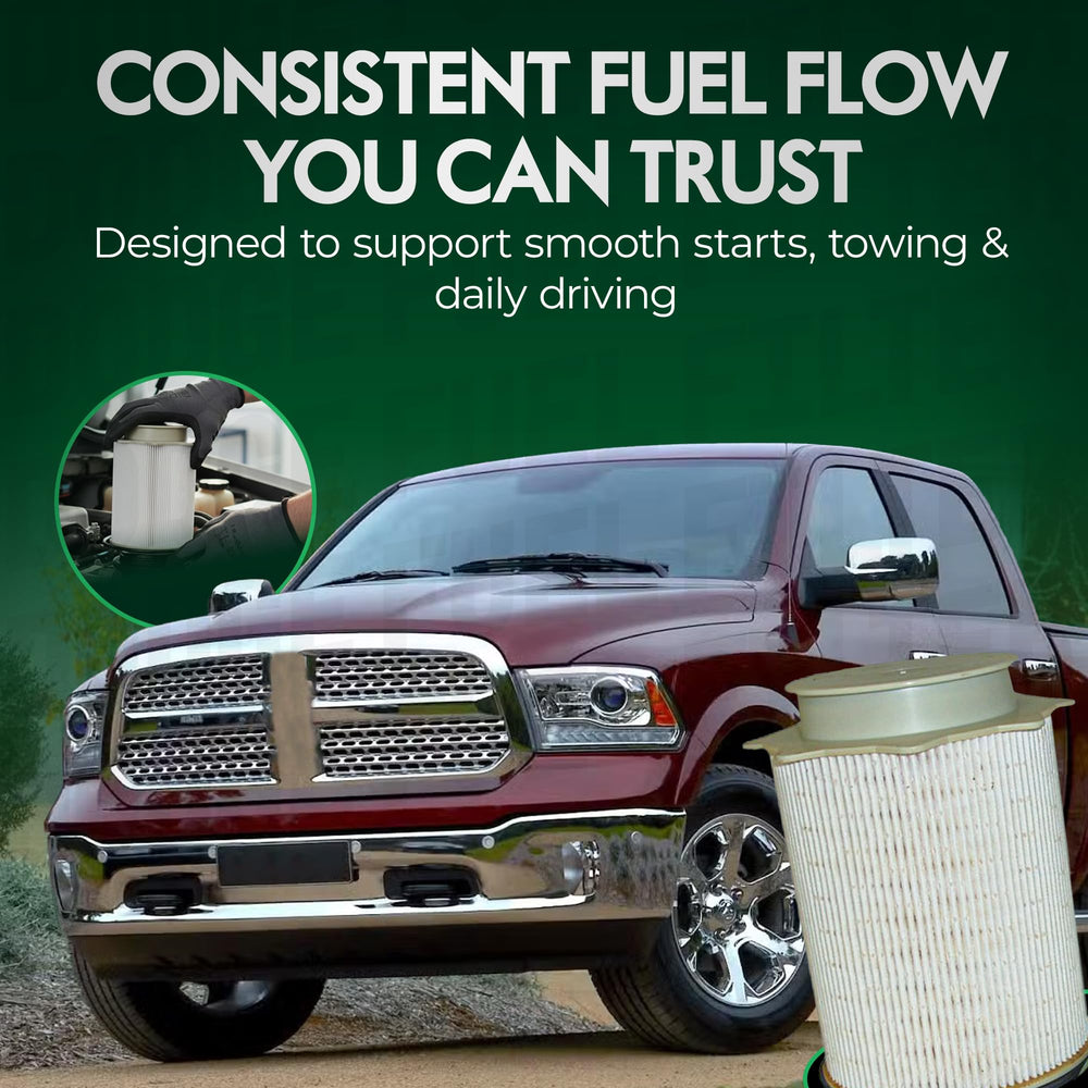 Diesly engine filter installed on 6.7L Cummins under hood for reliable fuel delivery