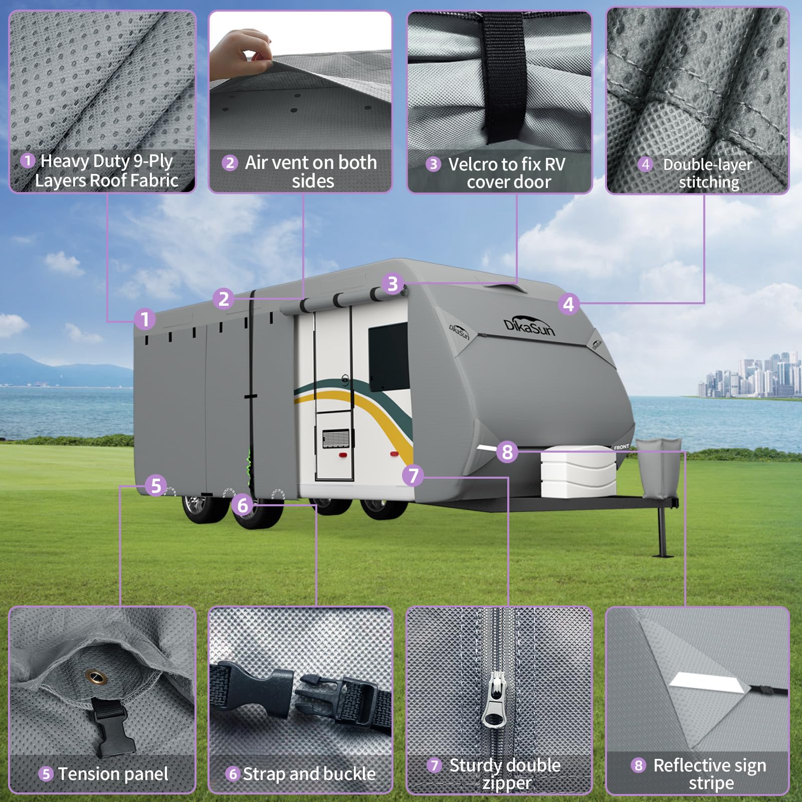 DikaSun lifestyle image of trailer covered in snow for seasonal protection
