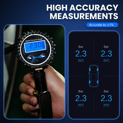 DikTalk connected to a compressor 1/4" NPT showing fast inflation capability