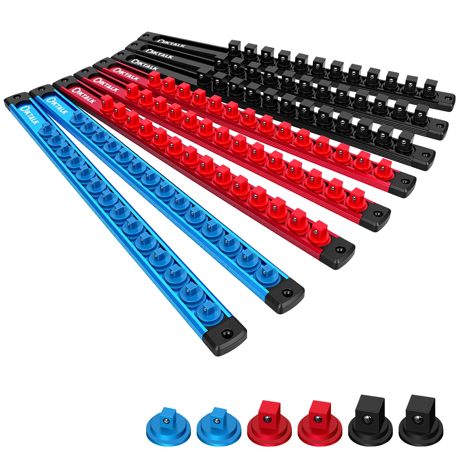 DIKTALK front view of rails and clips showing orderly socket organization benefit