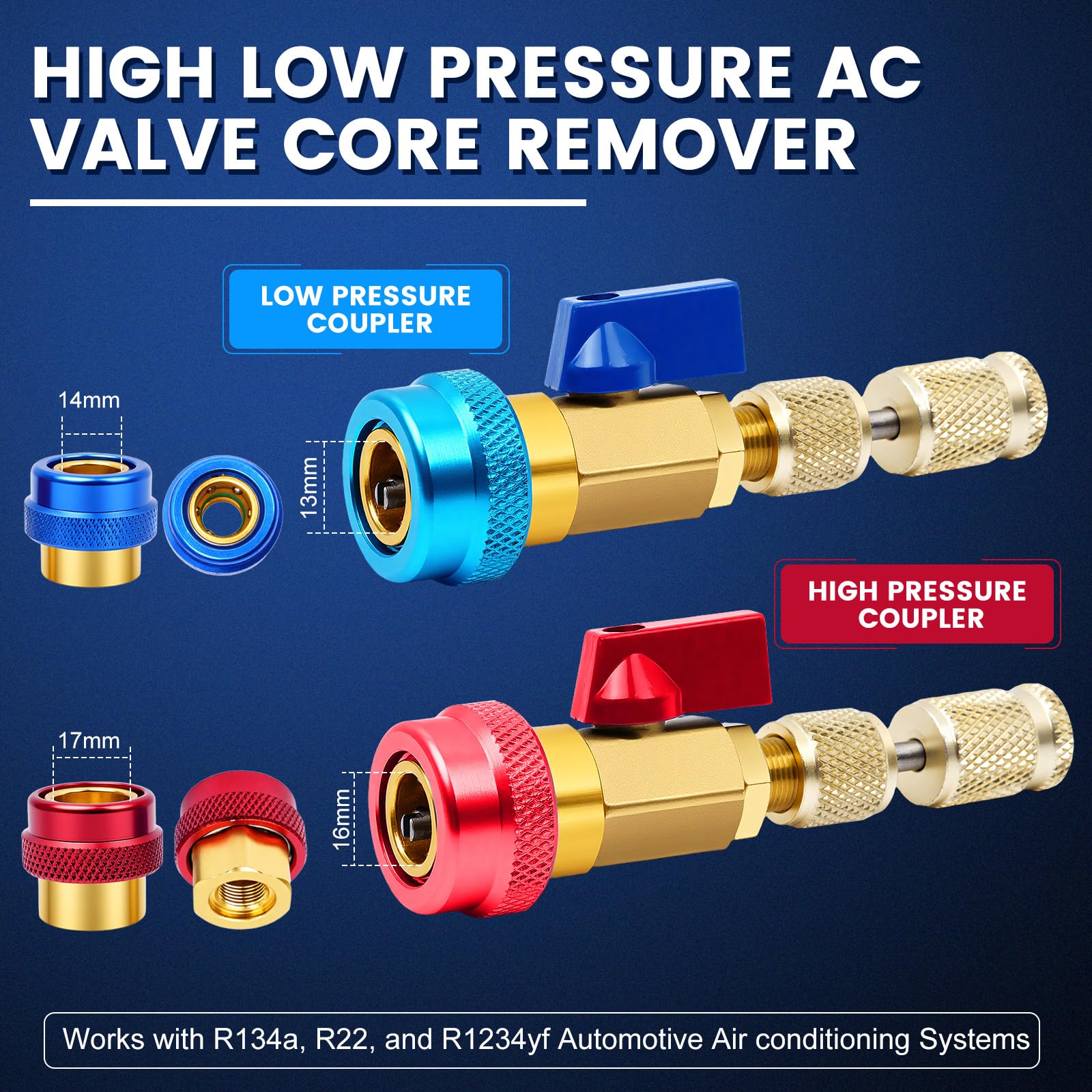 DikTalk tool in use on car AC port enabling refrigerant-safe valve core removal
