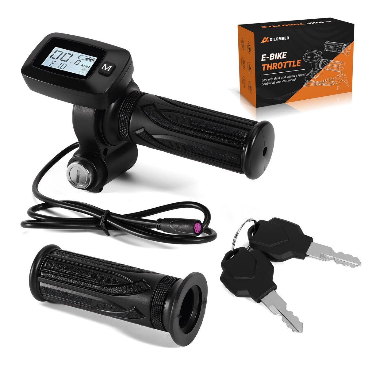 Dilomber throttle front assembly showing integrated handlebar control and easy fit