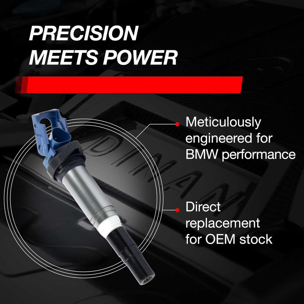 Dinan ignition coil side profile demonstrating compact design for easy installation