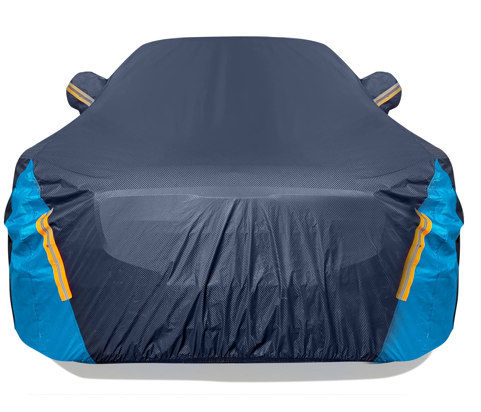 DINGHAO front view full car cover showing complete weather protection