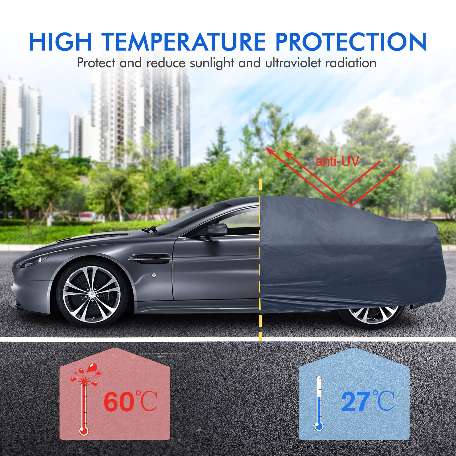 DINGHAO wind rope and elastic hem detail securing cover in wind