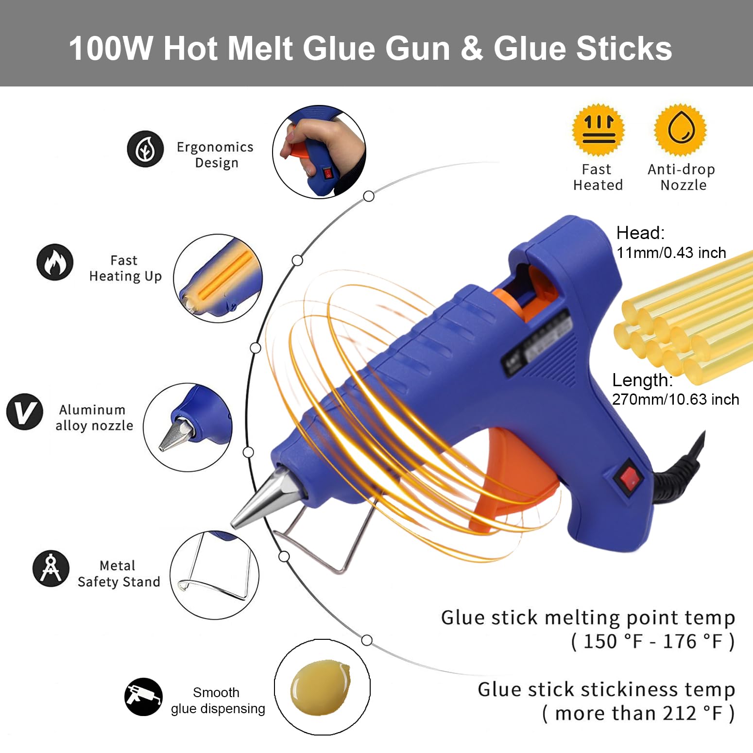 DIQDI 100W glue gun and high-viscosity glue sticks for secure temporary bonds