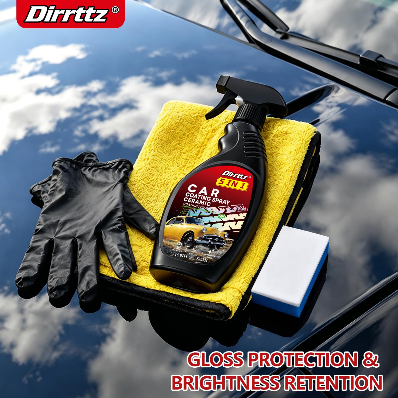 Dirrttz included applicator sponge and gloves kit for cleaner, easier detailing