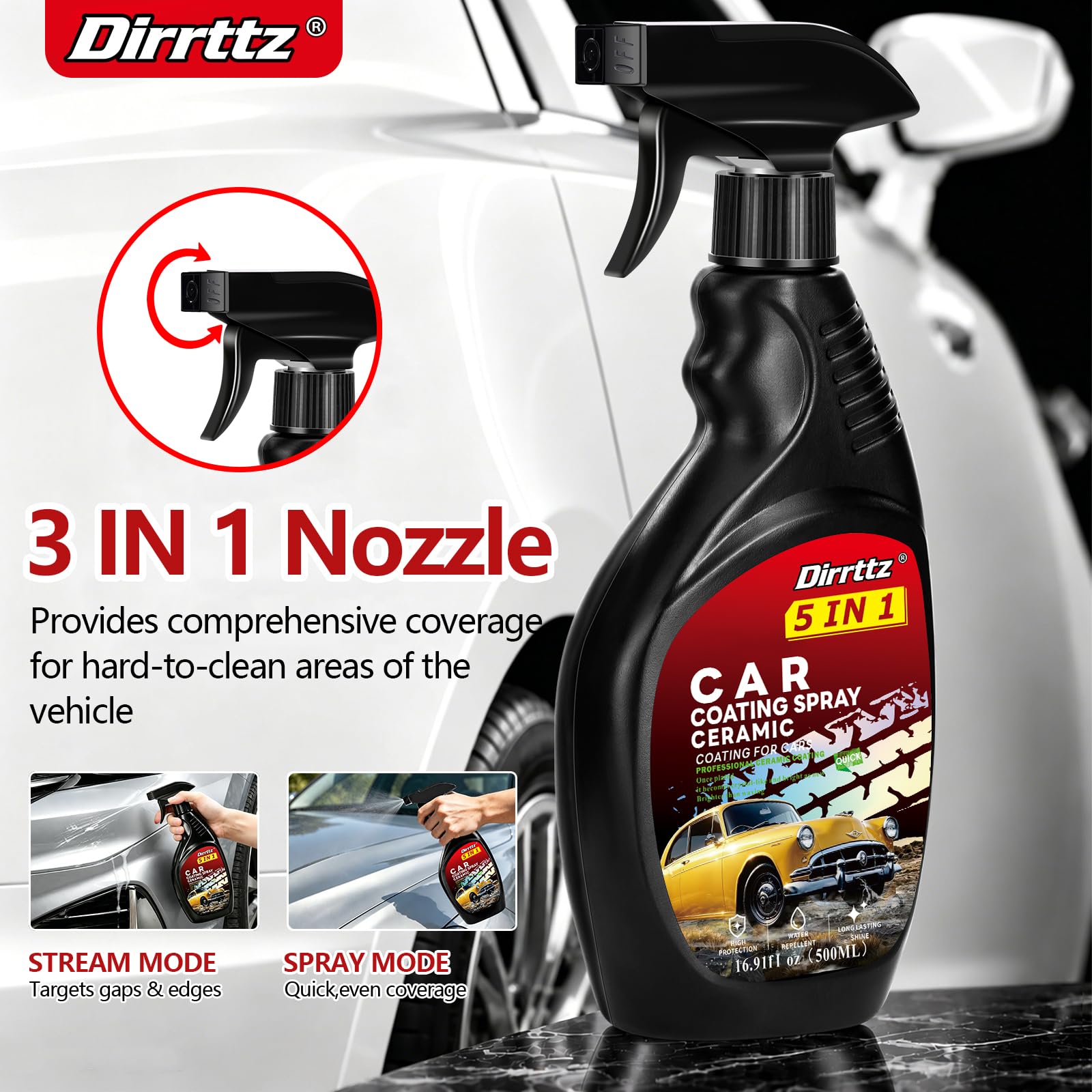 Dirrttz bottle held in hand to show 16.9 fl oz scale for multiple uses