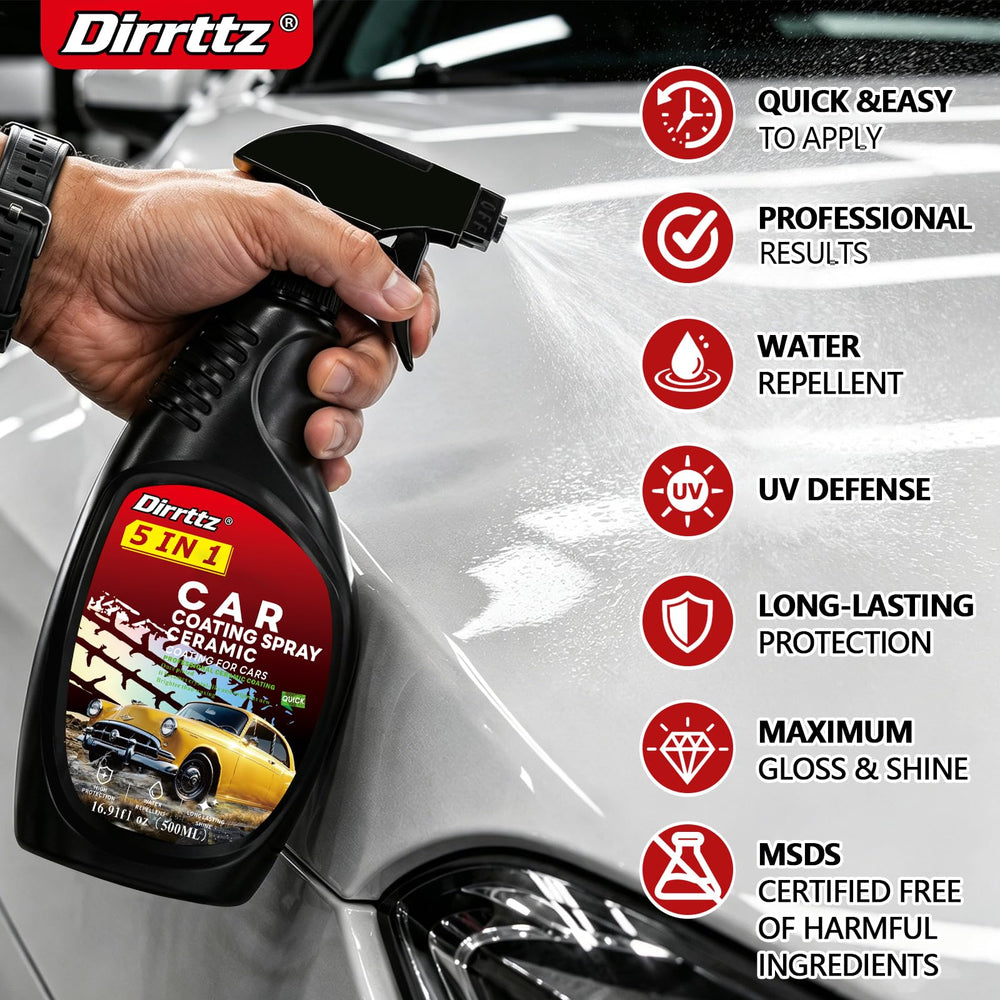 Dirrttz water beading on vehicle surface illustrating hydrophobic protection