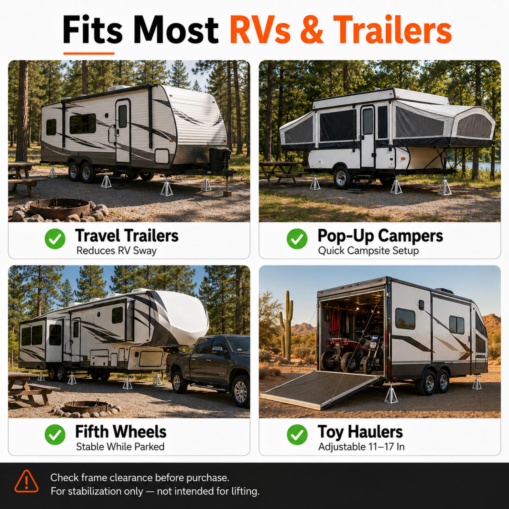 Discount Parts Direct stabilizer jack in use at campsite improving interior steadiness