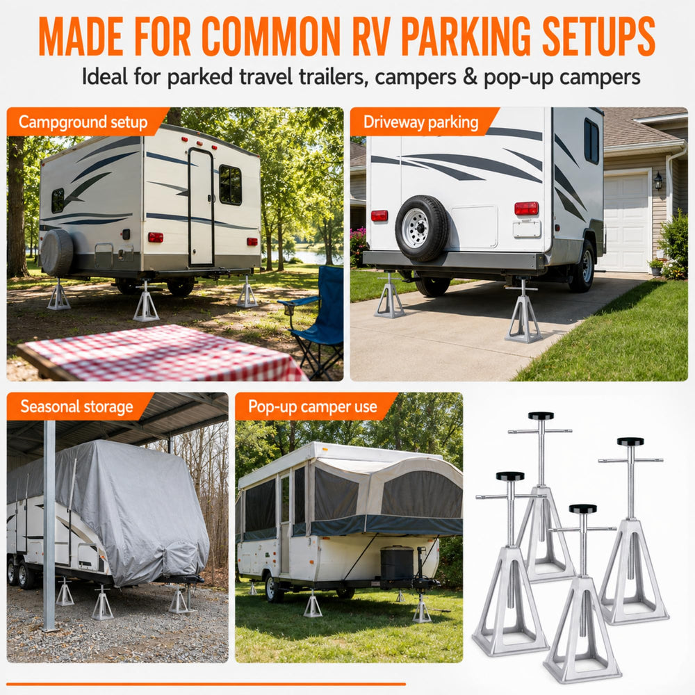 Discount Parts Direct stowed jacks in RV compartment for organized transport