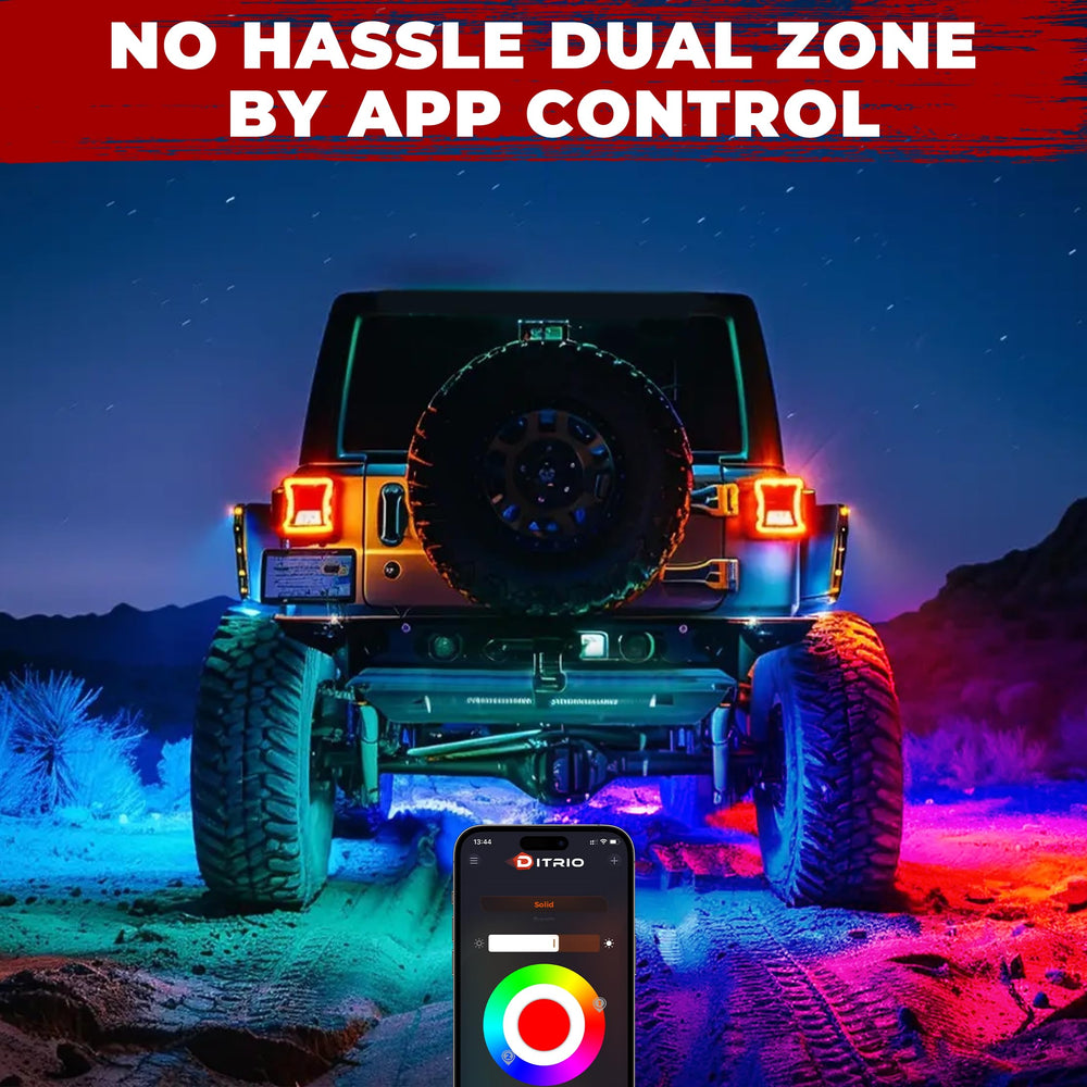 DITRIO underbody installed on truck at night, increases visibility and style