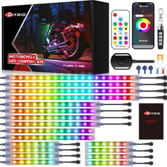 DITRIO full underglow kit laid out, showing all 18 pieces and controller benefits