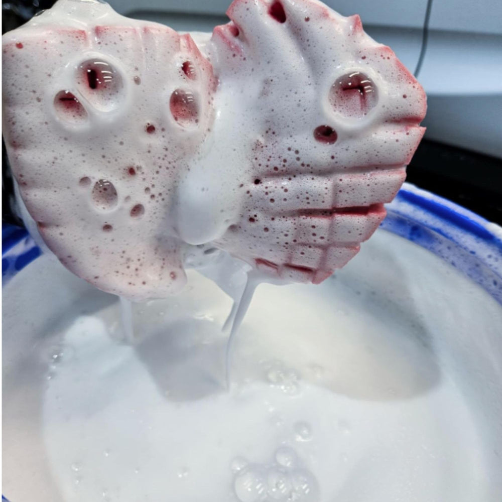diy detail sponge soaked with soap showing high water and suds retention