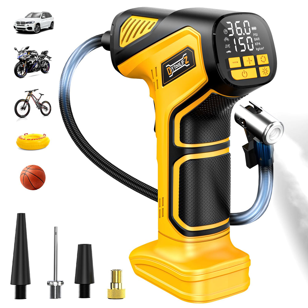 DIYtoolifz front view of inflator showing compact design and portability benefit