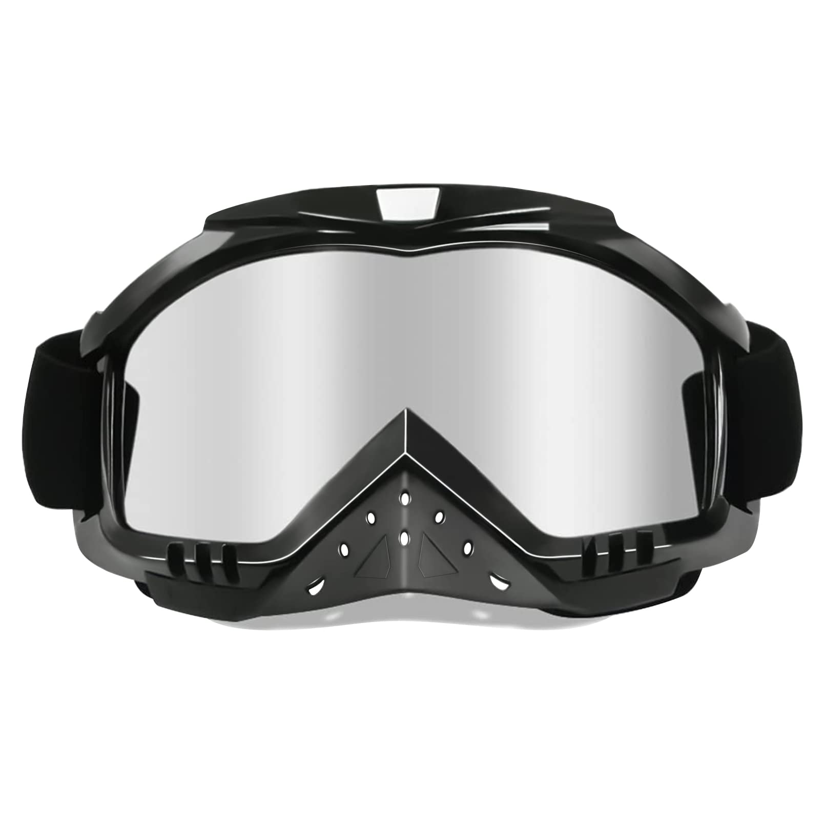 Dmeixs front view silver goggles showing full-face coverage and clarity