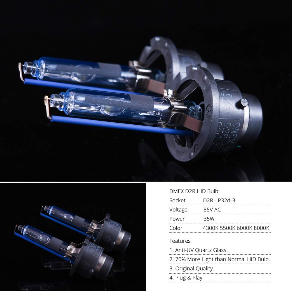 DMEX bulb beside ruler indicating compact OEM-fit dimensions