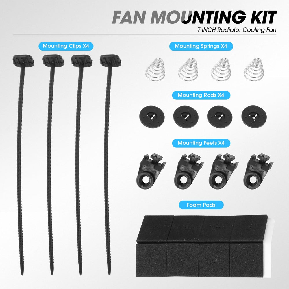 DNA MOTORING close-up of fan blades showing durable plastic and performance geometry