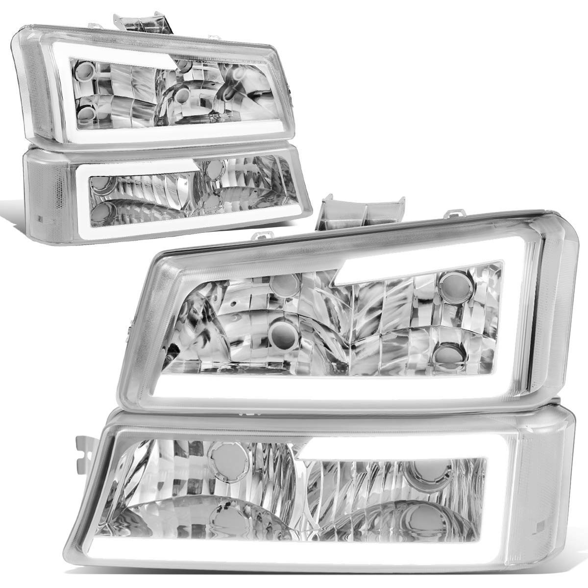 DNA MOTORING chrome headlight front assembly showing polished finish and modern look