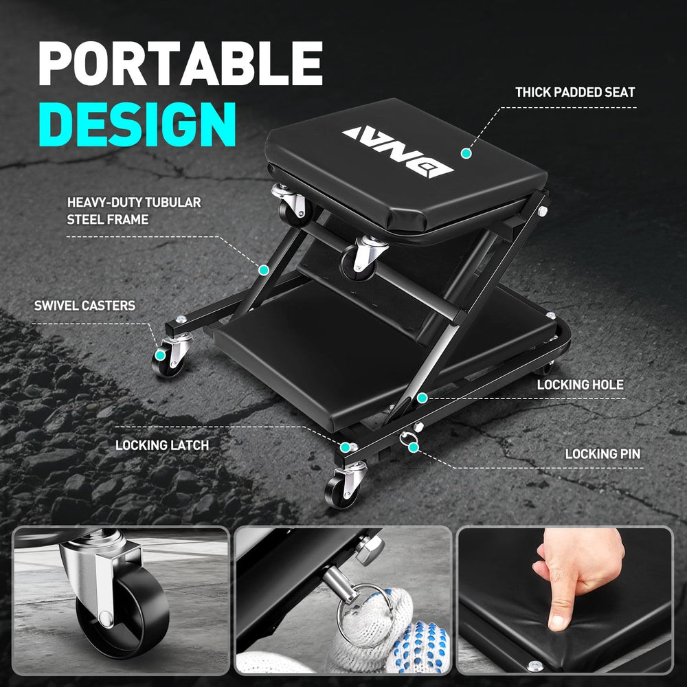 DNA MOTORING close-up of thick padded cushion providing durable comfort