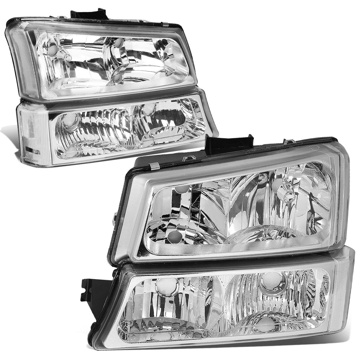 DNA MOTORING front view headlight pair showing chrome finish and clear lens for refreshed look