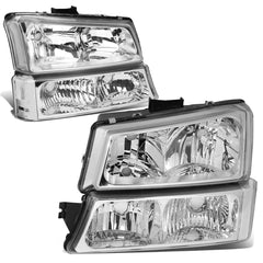 DNA MOTORING front view headlight pair showing chrome finish and clear lens for refreshed look