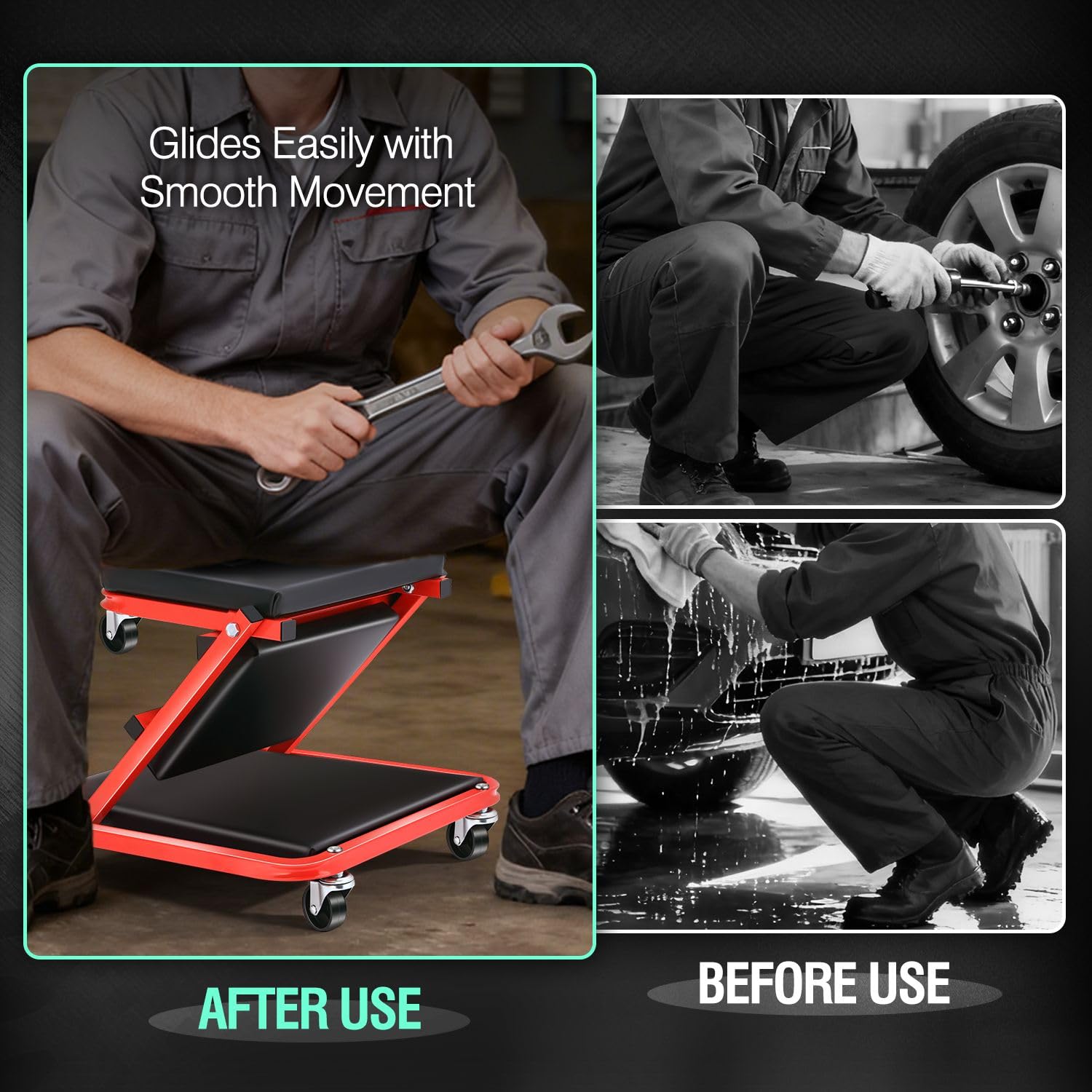 DNA MOTORING label and weight-capacity plate showing 330 lb rating and build confidence benefit